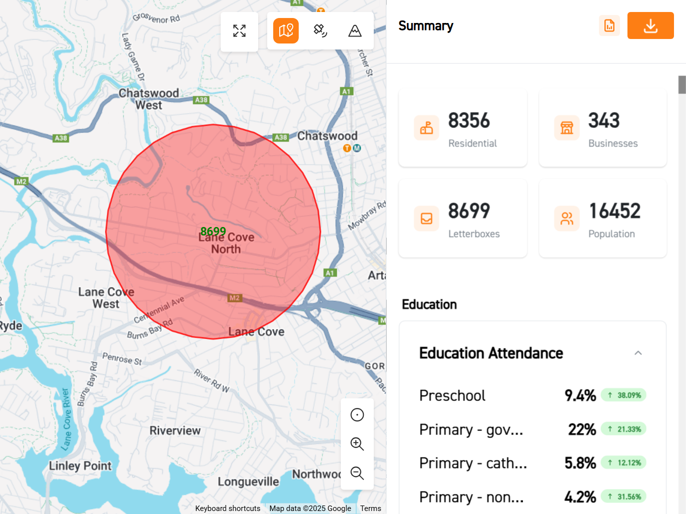 Image of a map loaded via KML upload