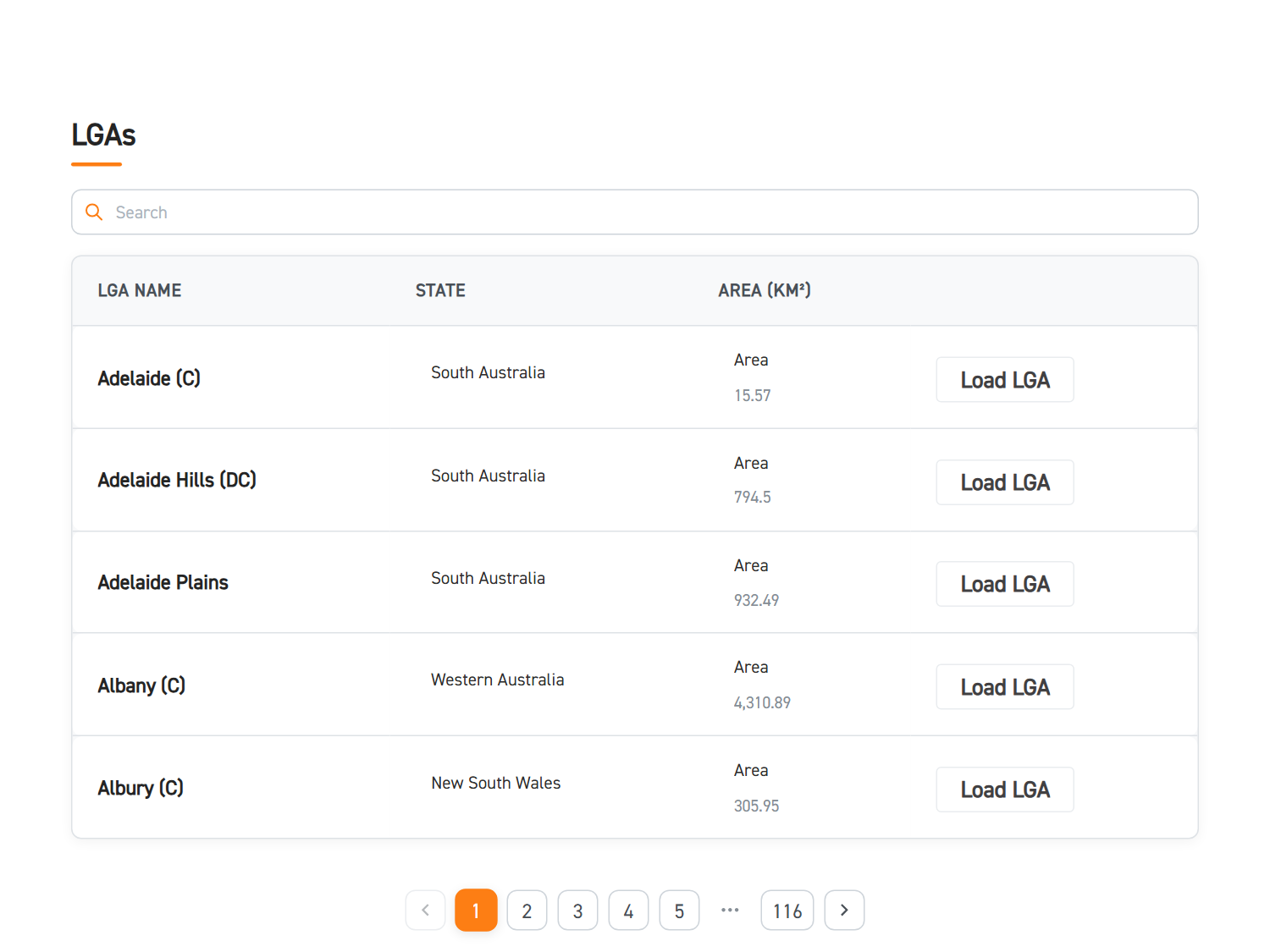 Image showing list of LGAs