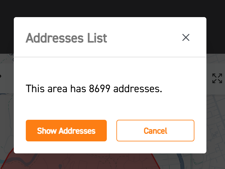 Image of show addresses modal
